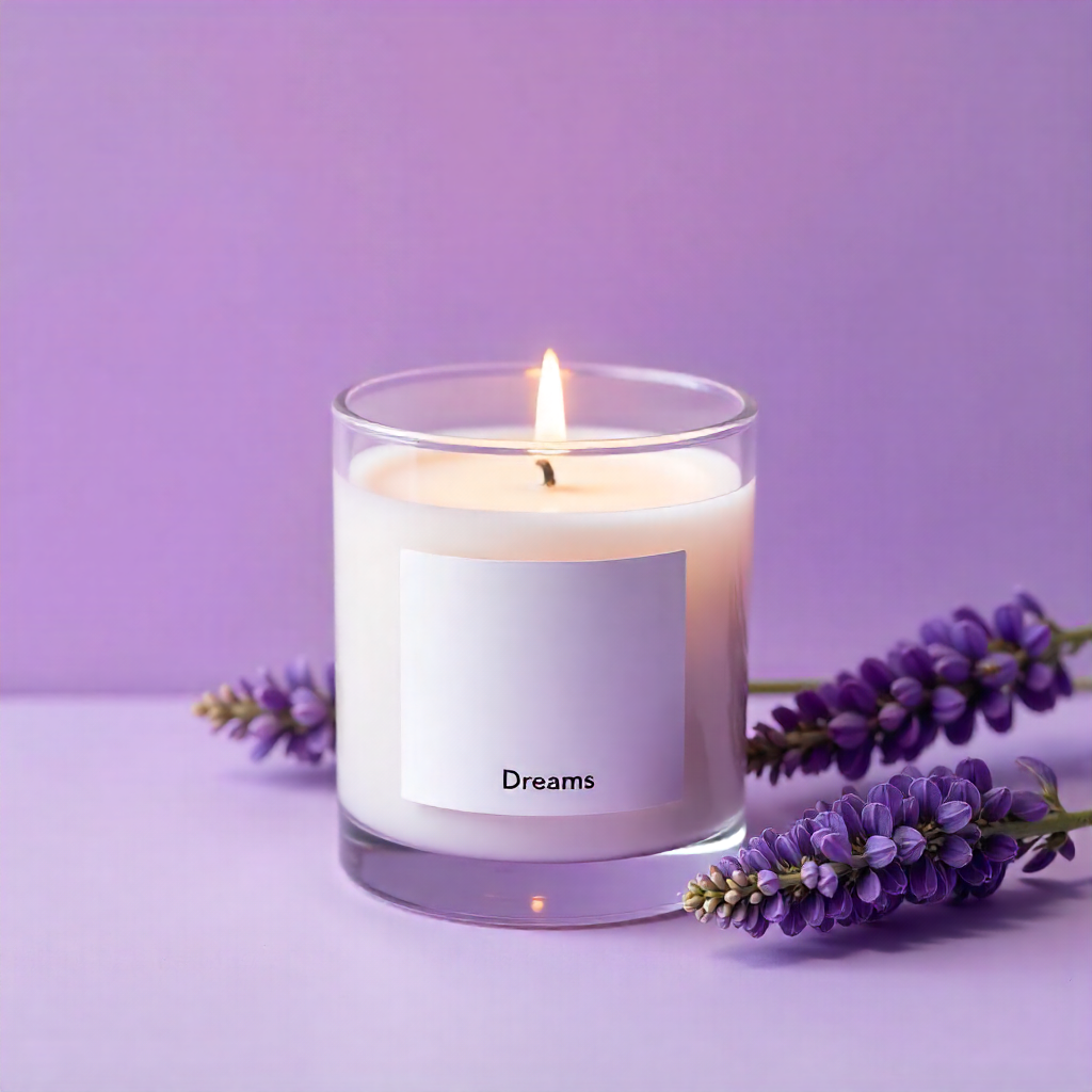 Lavender Dreams aroma candle in glass jar
